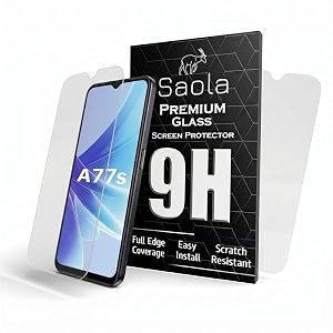 saola crystal clear screen protector for oppo a77s  9h tempered glass smooth touch full coverage case friendly 2-step installation kit  quick amp easy application pack of 2
