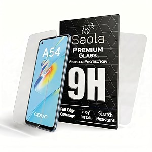 saola crystal clear screen protector for oppo a54 4g  9h tempered glass smooth touch full coverage case friendly 2-step installation kit  quick amp easy application pack of 2