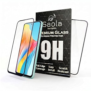 saola crystal clear screen protector for oppo a58  9h tempered glass smooth touch full coverage case friendly 2-step installation kit  quick amp easy application pack of 2