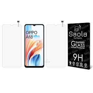 saola crystal clear screen protector for oppo a18  9h tempered glass smooth touch full coverage case friendly 2-step installation kit  quick amp easy application pack of 2