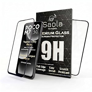 saola crystal clear screen protector for poco m7 5g  9h tempered glass smooth touch full coverage case friendly 2-step installation kit  quick amp easy application pack of 2