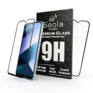 saola crystal clear screen protector for poco c85 4g  9h tempered glass smooth touch full coverage case friendly 2-step installation kit  quick amp easy application pack of 2