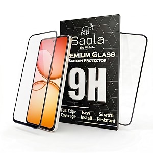 saola crystal clear screen protector for realme 15t  9h tempered glass smooth touch full coverage case friendly 2-step installation kit  quick amp easy application pack of 1