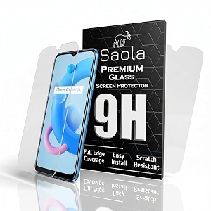 saola crystal clear screen protector for realme c20  9h tempered glass smooth touch full coverage case friendly 2-step installation kit  quick amp easy application pack of 2