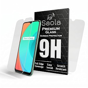 saola crystal clear screen protector for realme c11  9h tempered glass smooth touch full coverage case friendly 2-step installation kit  quick amp easy application pack of 2