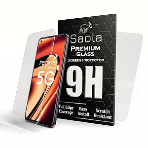 saola crystal clear screen protector for realme narzo 50 pro 5g  9h tempered glass smooth touch full coverage case friendly 2-step installation kit  quick amp easy application pack of 2