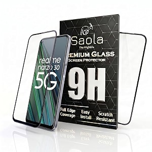 saola crystal clear screen protector for realme realme narzo 30  9h tempered glass smooth touch full coverage case friendly 2-step installation kit  quick amp easy application pack of 2