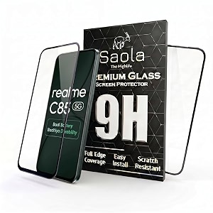 saola crystal clear screen protector for realme c85 5g  9h tempered glass smooth touch full coverage case friendly 2-step installation kit  quick amp easy application pack of 1