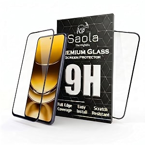 saola crystal clear screen protector for realme narzo 70 turbo 5g  9h tempered glass smooth touch full coverage case friendly 2-step installation kit  quick amp easy application pack of 2