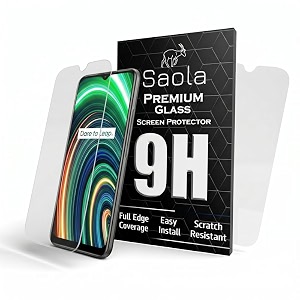 saola crystal clear screen protector for realme c25y  9h tempered glass smooth touch full coverage case friendly 2-step installation kit  quick amp easy application pack of 2