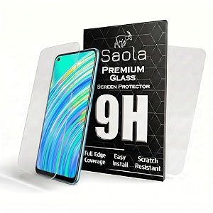 saola crystal clear screen protector for realme c17  9h tempered glass smooth touch full coverage case friendly 2-step installation kit  quick amp easy application pack of 2