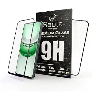 saola crystal clear screen protector for realme c75 5g  9h tempered glass smooth touch full coverage case friendly 2-step installation kit  quick amp easy application pack of 2