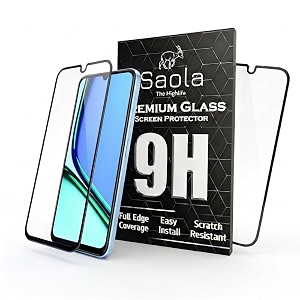 saola crystal clear screen protector for realme narzo n61  9h tempered glass smooth touch full coverage case friendly 2-step installation kit  quick amp easy application pack of 2
