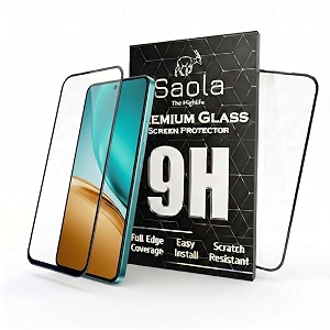 saola crystal clear screen protector for realme 14t 5g  9h tempered glass smooth touch full coverage case friendly 2-step installation kit  quick amp easy application pack of 1