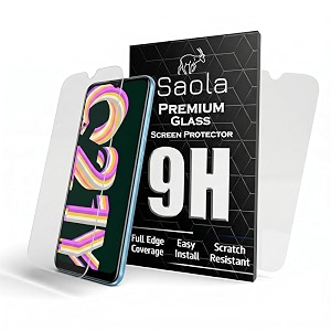 saola crystal clear screen protector for realme c21y  9h tempered glass smooth touch full coverage case friendly 2-step installation kit  quick amp easy application pack of 2