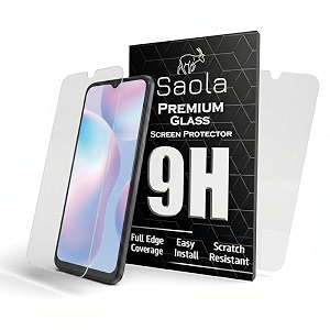 saola crystal clear screen protector for redmi 9 activ  9h tempered glass smooth touch full coverage case friendly 2-step installation kit  quick amp easy application pack of 2