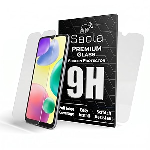 saola crystal clear screen protector for redmi 10a sports  9h tempered glass smooth touch full coverage case friendly 2-step installation kit  quick amp easy application pack of 2
