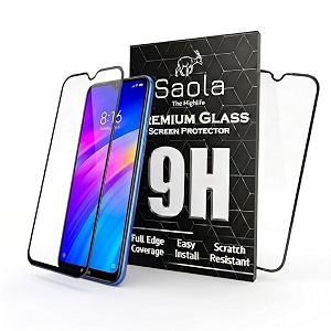 saola crystal clear screen protector for redmi 7  9h tempered glass smooth touch full coverage case friendly 2-step installation kit  quick amp easy application pack of 2
