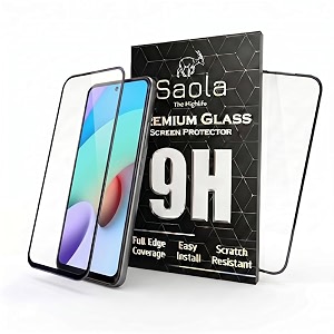 saola crystal clear screen protector for redmi 10 prime  9h tempered glass smooth touch full coverage case friendly 2-step installation kit  quick amp easy application pack of 2