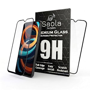 saola crystal clear screen protector for redmi a3  9h tempered glass smooth touch full coverage case friendly 2-step installation kit  quick amp easy application pack of 2