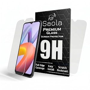 saola crystal clear screen protector for redmi a2  9h tempered glass smooth touch full coverage case friendly 2-step installation kit  quick amp easy application pack of 2
