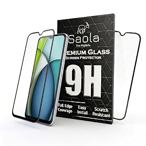 saola crystal clear screen protector for redmi a3x  9h tempered glass smooth touch full coverage case friendly 2-step installation kit  quick amp easy application pack of 2