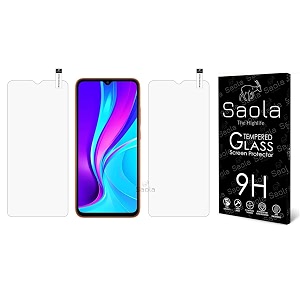 saola crystal clear screen protector for redmi 9  9h tempered glass smooth touch full coverage case friendly 2-step installation kit  quick amp easy application pack of 2