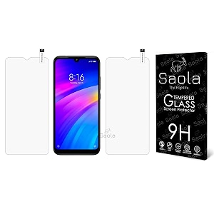 saola crystal clear screen protector for redmi 7a  9h tempered glass smooth touch full coverage case friendly 2-step installation kit  quick amp easy application pack of 2