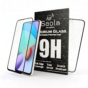 saola crystal clear screen protector for redmi 10 4g  9h tempered glass smooth touch full coverage case friendly 2-step installation kit  quick amp easy application pack of 2