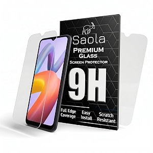 saola crystal clear screen protector for redmi a2 plus  9h tempered glass smooth touch full coverage case friendly 2-step installation kit  quick amp easy application pack of 2