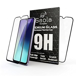saola crystal clear screen protector for redmi 14c 5g  9h tempered glass smooth touch full coverage case friendly 2-step installation kit  quick amp easy application pack of 2