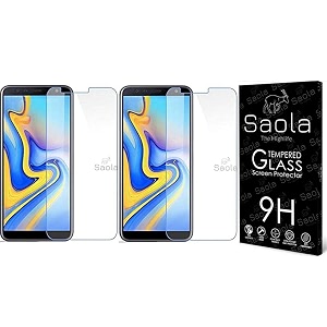 saola crystal clear screen protector for samsung galaxy j4 core  9h tempered glass smooth touch full coverage case friendly 2-step installation kit  quick amp easy application pack of 2