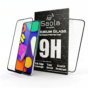 saola crystal clear screen protector for samsung galaxy f62  9h tempered glass smooth touch full coverage case friendly 2-step installation kit  quick amp easy application pack of 2