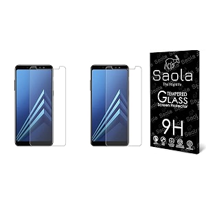 saola crystal clear screen protector for samsung galaxy j4j6a8j8a7  9h tempered glass smooth touch full coverage case friendly 2-step installation kit  quick amp easy application pack of 2