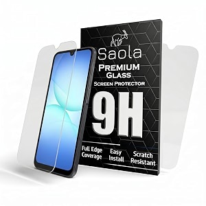 saola crystal clear screen protector for samsung galaxy a17 5g  9h tempered glass smooth touch full coverage case friendly 2-step installation kit  quick amp easy application pack of 2