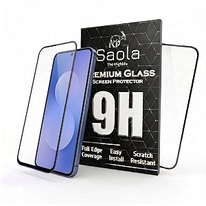 saola crystal clear screen protector for samsung galaxy f17 5g  9h tempered glass smooth touch full coverage case friendly 2-step installation kit  quick amp easy application pack of 2