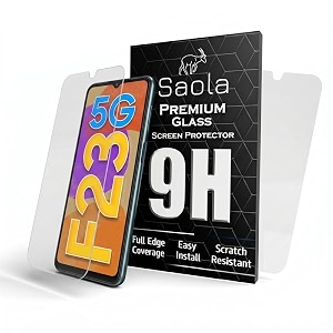 saola crystal clear screen protector for samsung galaxy f23  9h tempered glass smooth touch full coverage case friendly 2-step installation kit  quick amp easy application pack of 2