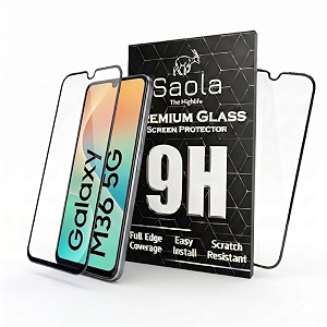saola crystal clear screen protector for samsung galaxy m36  9h tempered glass smooth touch full coverage case friendly 2-step installation kit  quick amp easy application pack of 1
