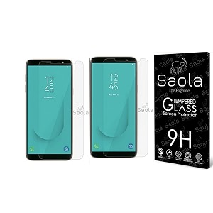 saola crystal clear screen protector for samsung galaxy j4 prime  9h tempered glass smooth touch full coverage case friendly 2-step installation kit  quick amp easy application pack of 2