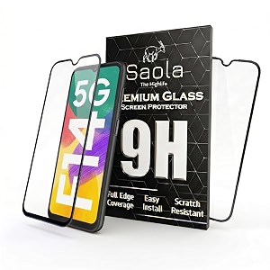 saola crystal clear screen protector for samsung galaxy f14 5g  9h tempered glass smooth touch full coverage case friendly 2-step installation kit  quick amp easy application pack of 2