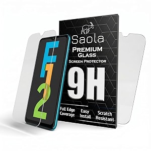 saola crystal clear screen protector for samsung galaxy f12  9h tempered glass smooth touch full coverage case friendly 2-step installation kit  quick amp easy application pack of 2