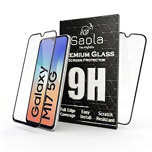 saola crystal clear screen protector for samsung galaxy m17 5g  9h tempered glass smooth touch full coverage case friendly 2-step installation kit  quick amp easy application pack of 1
