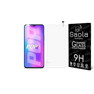 saola crystal clear screen protector for tecno pop 5 lte  9h tempered glass smooth touch full coverage case friendly 2-step installation kit  quick amp easy application pack of 1