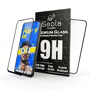 saola crystal clear screen protector for tecno pop 9 5g  9h tempered glass smooth touch full coverage case friendly 2-step installation kit  quick amp easy application pack of 2