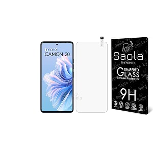 saola crystal clear screen protector for tecno camon 20  9h tempered glass smooth touch full coverage case friendly 2-step installation kit  quick amp easy application pack of 1