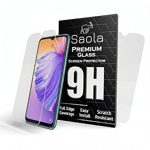 saola crystal clear screen protector for tecno spark 8t  9h tempered glass smooth touch full coverage case friendly 2-step installation kit  quick amp easy application pack of 1