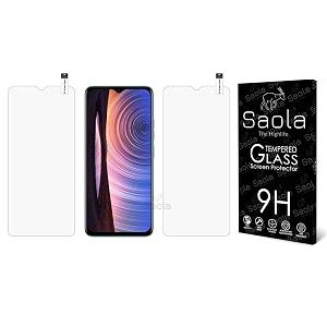 saola crystal clear screen protector for tecno pop 7  9h tempered glass smooth touch full coverage case friendly 2-step installation kit  quick amp easy application pack of 2