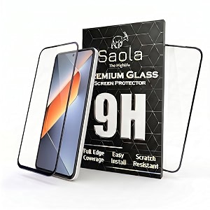 saola crystal clear screen protector for tecno pova 6 neo  9h tempered glass smooth touch full coverage case friendly 2-step installation kit  quick amp easy application pack of 1