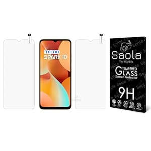 saola crystal clear screen protector for tecno spark 10  9h tempered glass smooth touch full coverage case friendly 2-step installation kit  quick amp easy application pack of 2
