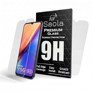 saola crystal clear screen protector for vivo y56 5g  9h tempered glass smooth touch full coverage case friendly 2-step installation kit  quick amp easy application pack of 2